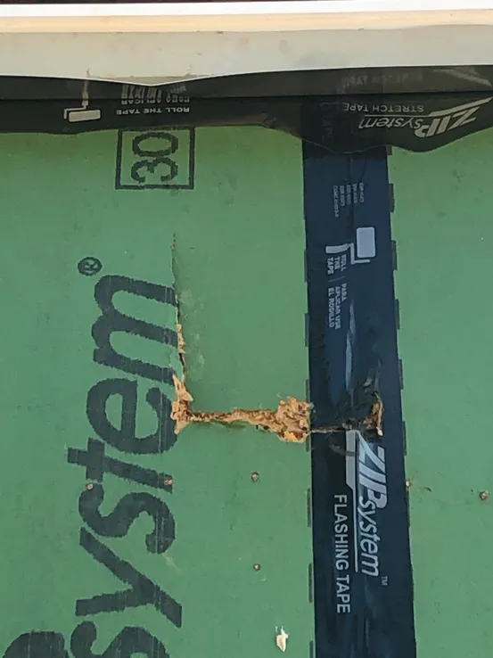 Missing moisture barrier at rim joist — common moisture entry point