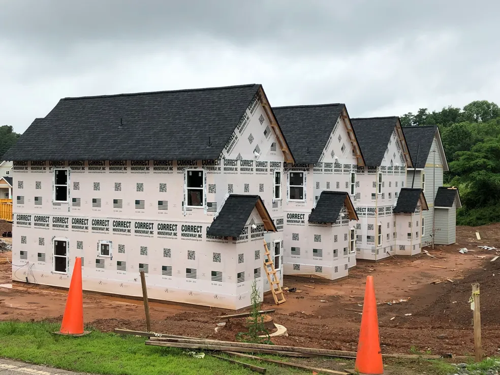 Weather barrier installation on new construction