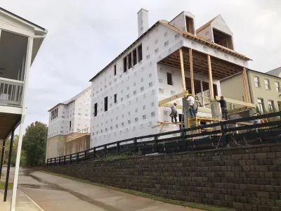 Moisture barrier installation on multi-story build